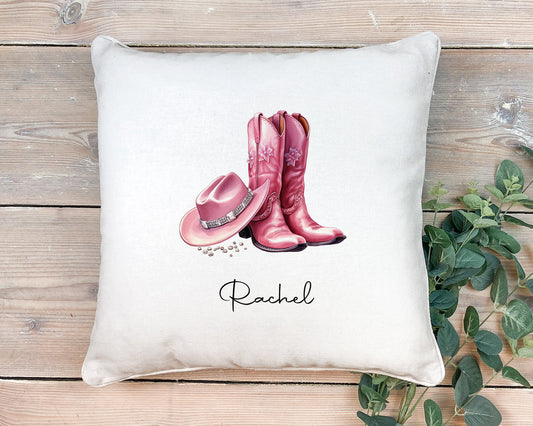 Pink cowgirl hat & boots Cushion