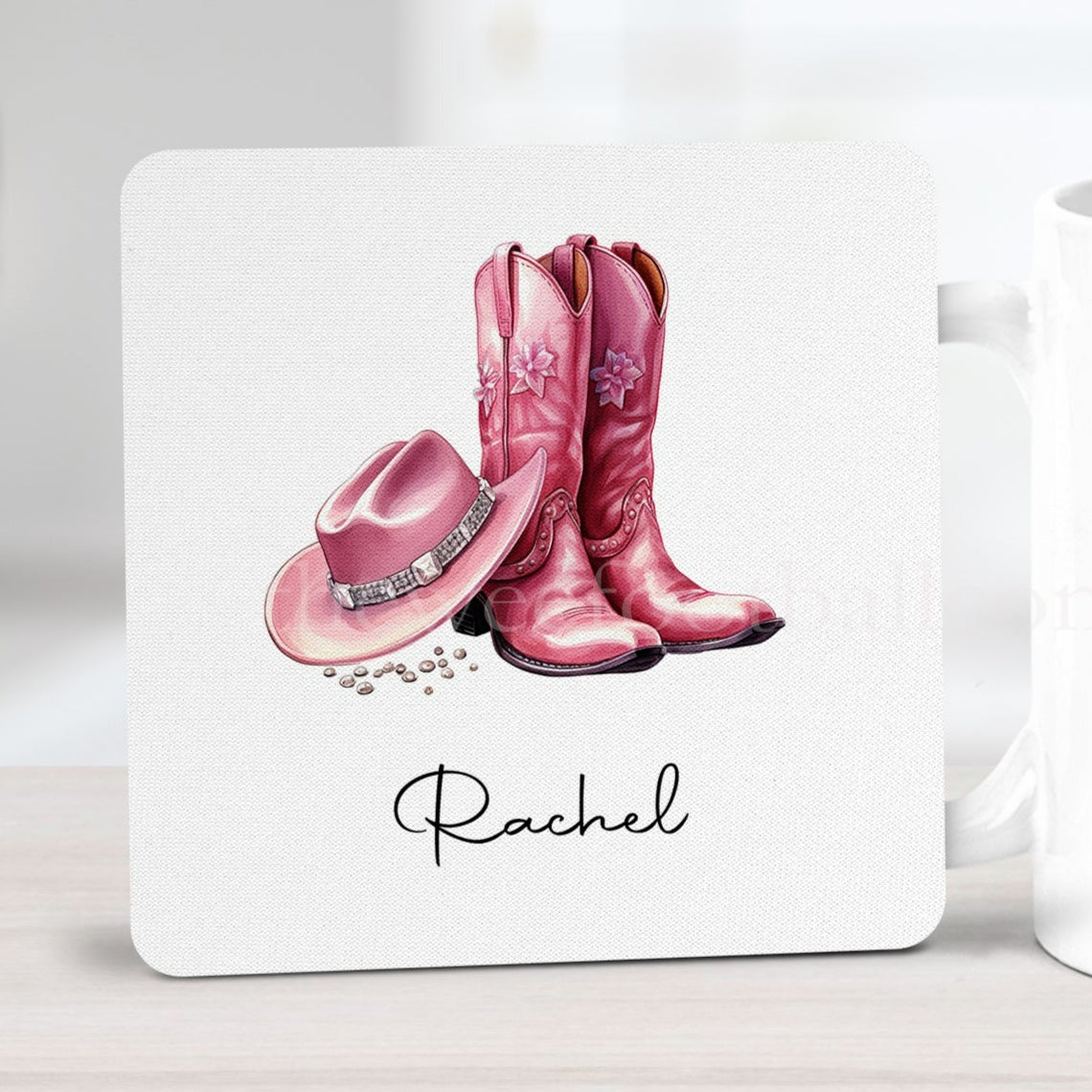 Pink cowgirl hat & boots Cushion