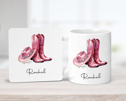 Pink cowgirl hat & boots Cushion