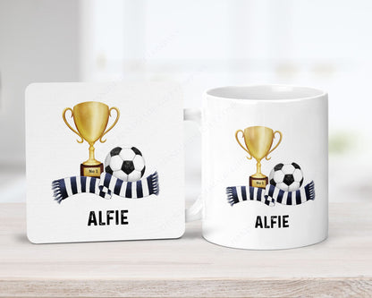 Personalised football mug and coaster